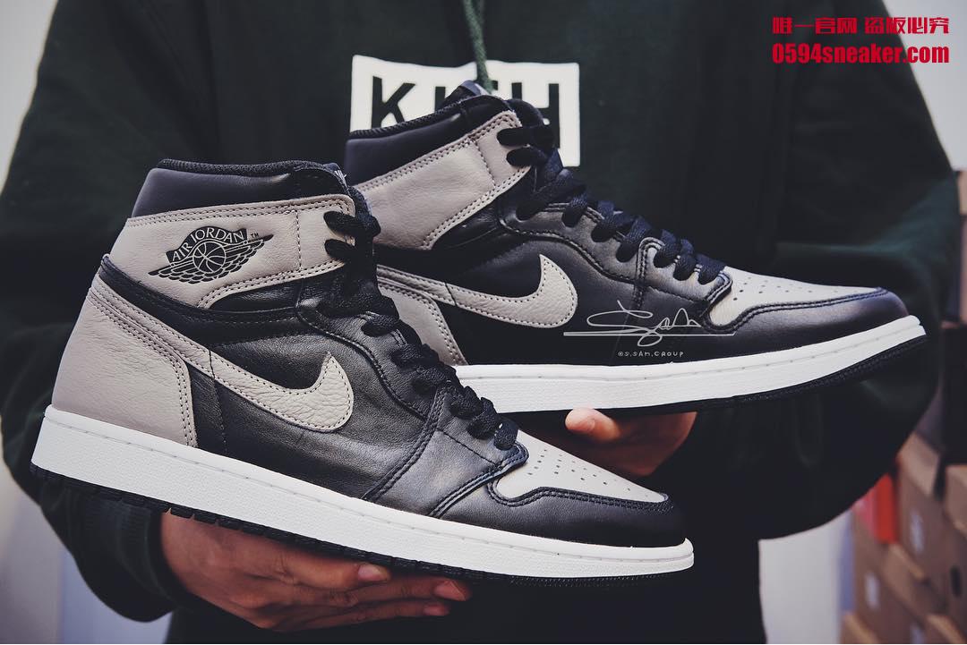 Air Jordan 1,AJ1,Shadow,555088  实物首次曝光！2018 Air Jordan 1 “Shadow” 皮质更柔软！