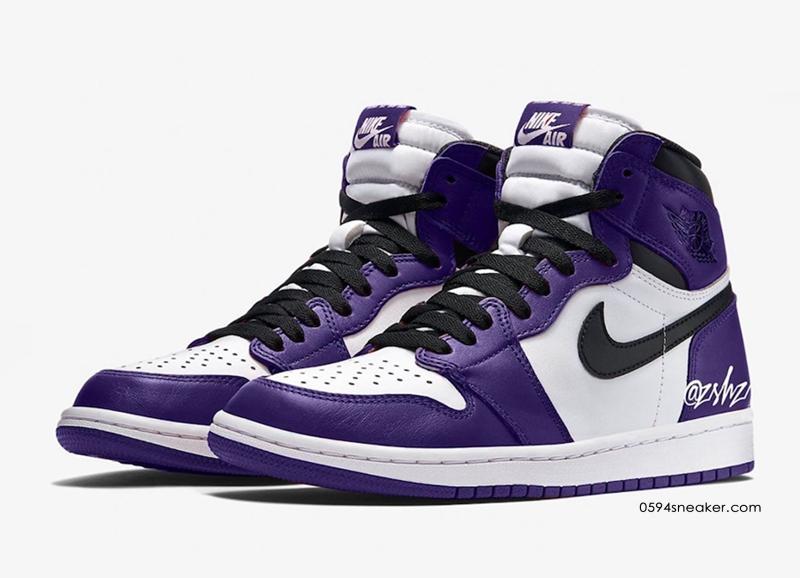 Air Jordan 1 High OG "Court Purple" in Evil Purple, item #555088-500.