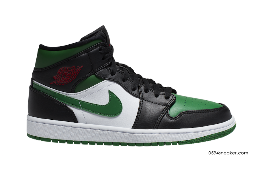 Air Jordan 1 Mid “Green Toe” 货号：554724-067