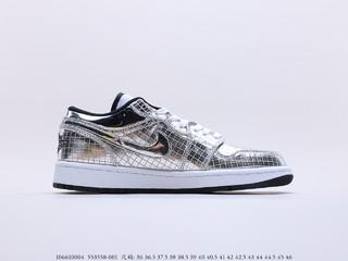 Air Jordan 1 Low 乔丹低帮格子银  货号：553558-001