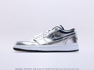 Air Jordan 1 Low 乔丹低帮格子银  货号：553558-001